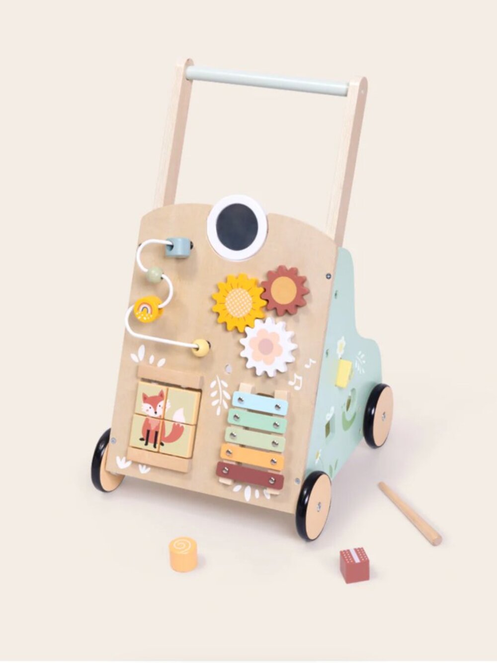 Wooden Baby Walker for Toddlers, Montessori 6-in-1 Activity Learning Toy - Picture 15 of 16